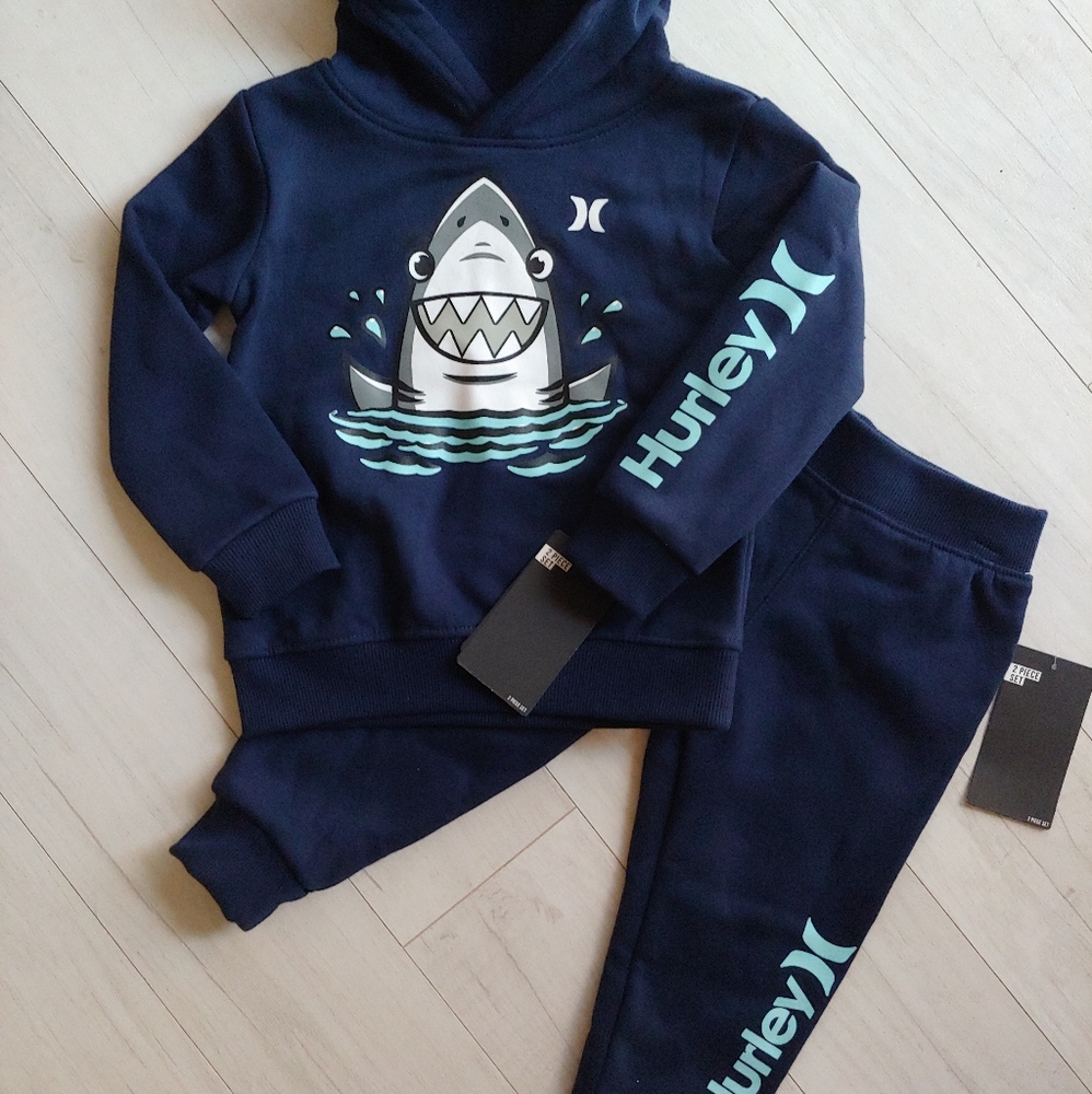 HURLEY NEW boys Hoodie Pull-over & Joggers Sweatpants Shark Design - Picture 10 of 16